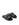 Women's black leather footbed slide with puffy vamp upper