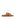 Women's brown tan leather footbed slide with puffy vamp upper