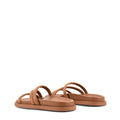 Women's brown leather strappy footbed slide