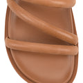 Women's brown leather strappy footbed slide