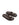 Women's chocolate brown leather footbed slide thongs with flat sole and gold embellishment