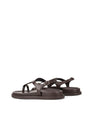 Women's chocolate brown footbed leather sandals with gold accent toe ring