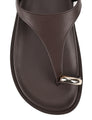 Women's chocolate brown footbed leather sandals with gold accent toe ring