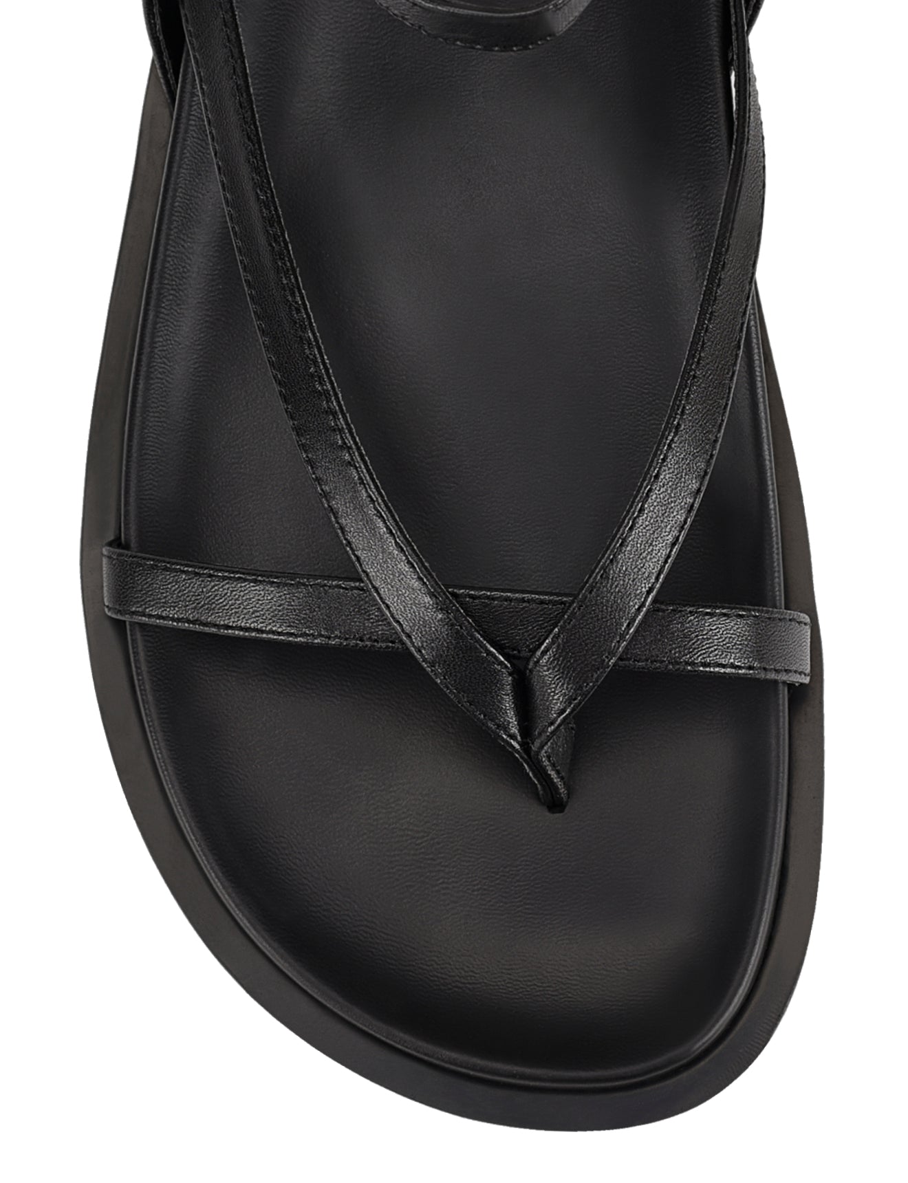 Women's strappy footbed sandal in black leather