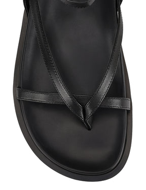 Women's strappy footbed sandal in black leather