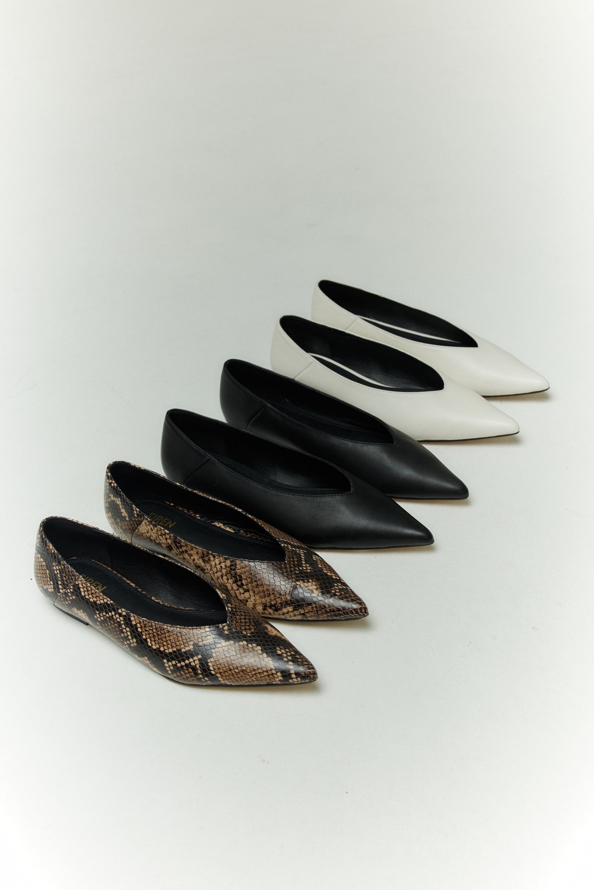 Locke Flat Pumps - Chalk White Leather