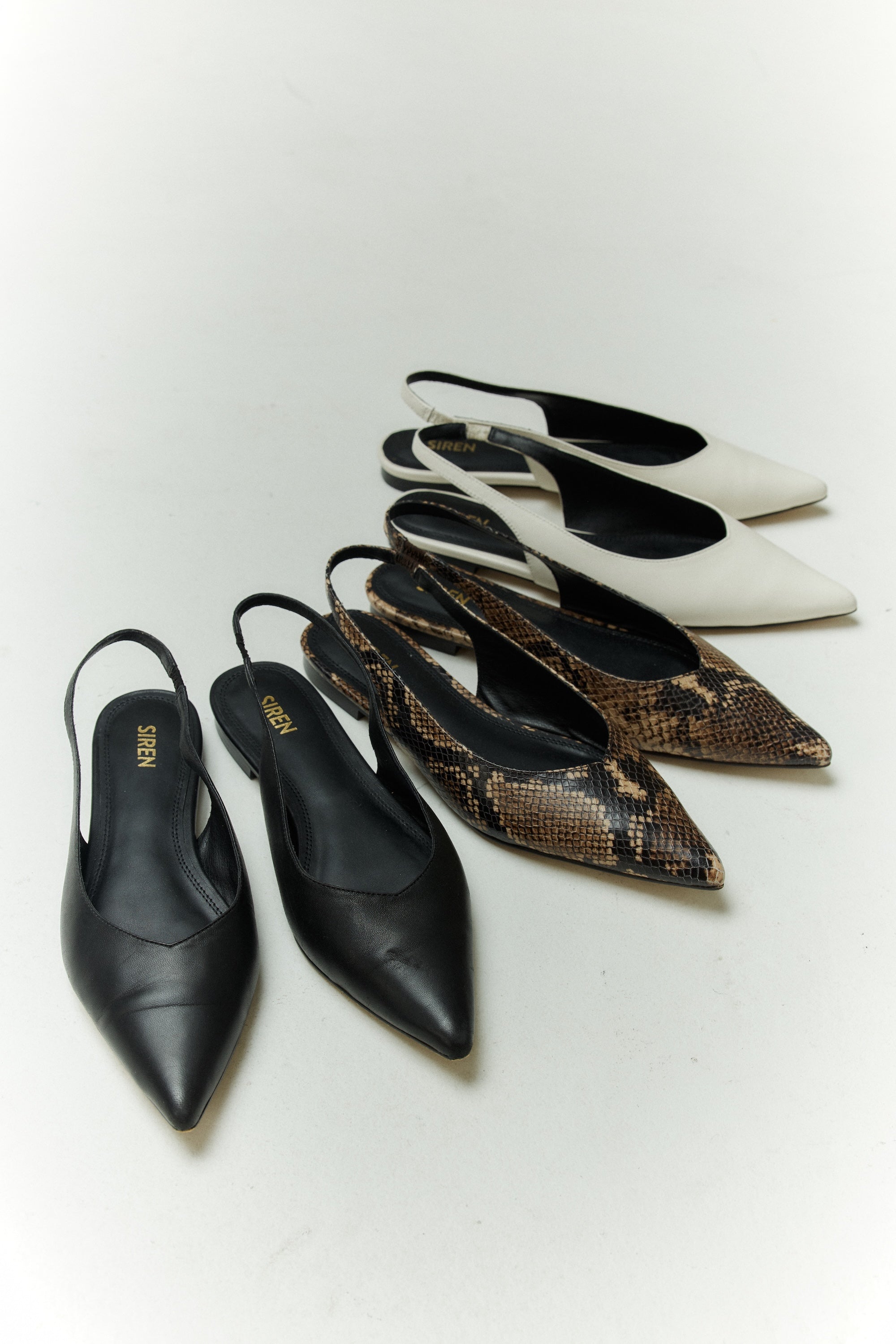 Lorie Slingback Flats - Brown Snake Leather