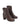 Chocolate leather ankle boot on a block heel with a round toe shape