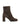 Chocolate suede ankle boot on a block heel with a round toe shape