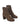 Chocolate suede ankle boot on a block heel with a round toe shape