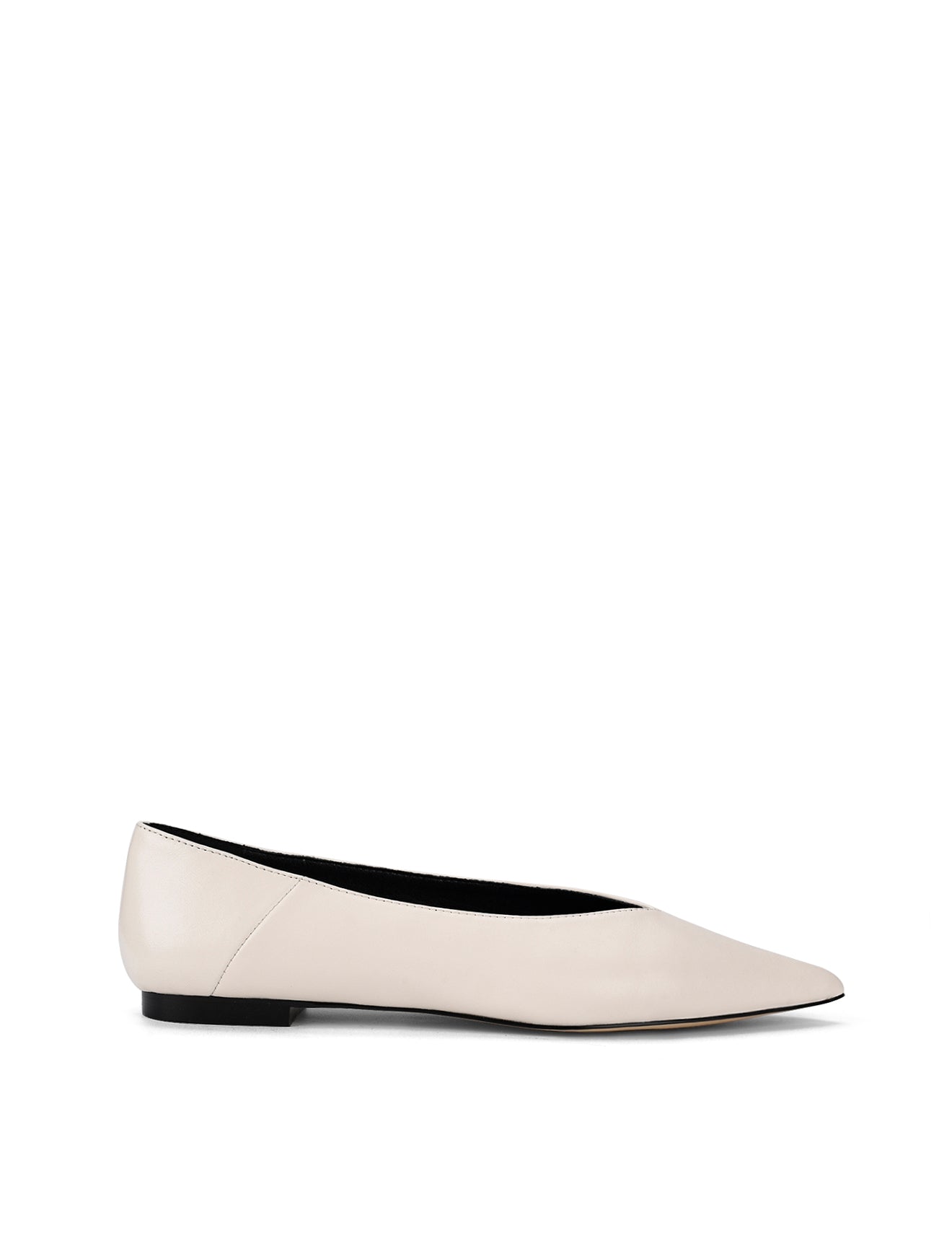 Locke Flat Pumps - Chalk White Leather