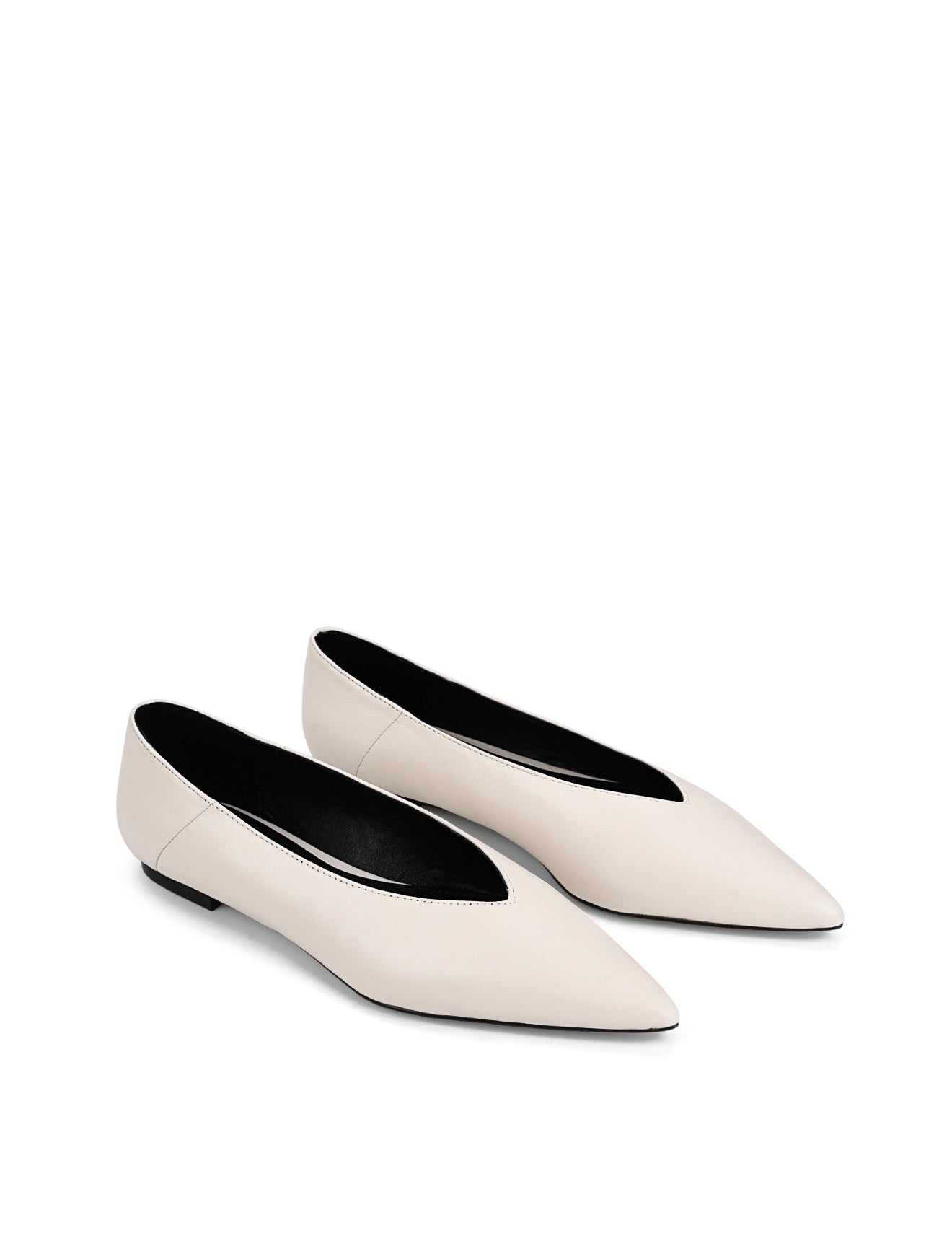 Locke Flat Pumps - Chalk White Leather