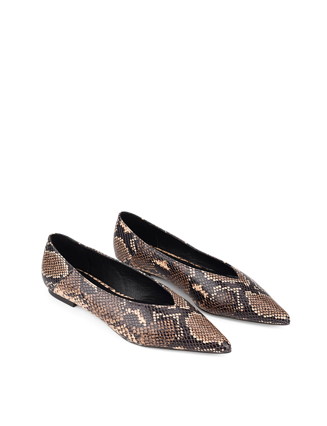 Locke Flat Pumps - Brown Snake Leather