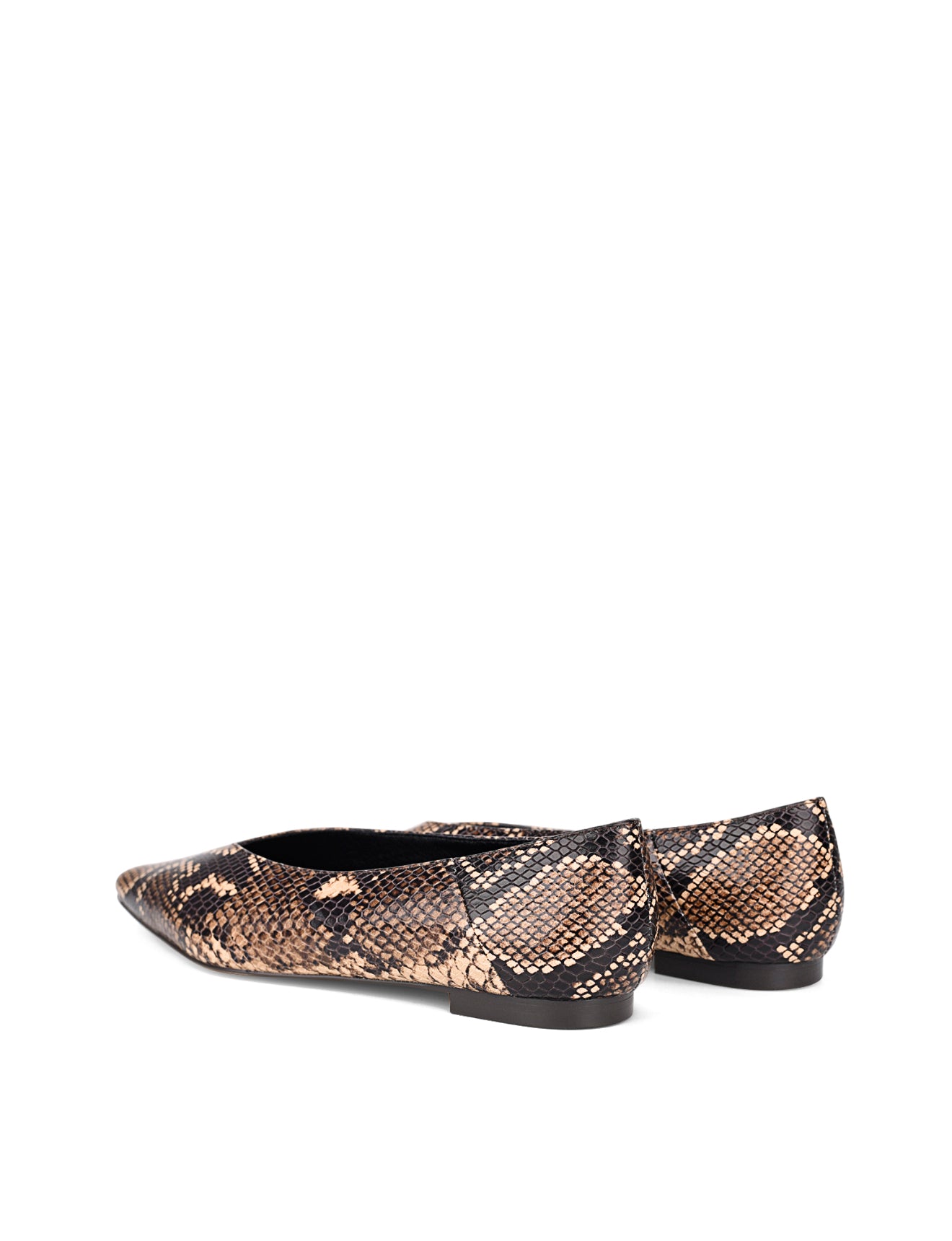 Locke Flat Pumps - Brown Snake Leather