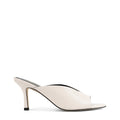 Women's open toe pointed stiletto heeled mule in chalk white leather
