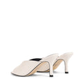 Women's open toe pointed stiletto heeled mule in chalk white leather