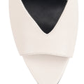 Women's open toe pointed stiletto heeled mule in chalk white leather