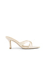 Women's patent leather point toe mule in cream white patent leather