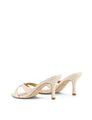 Women's patent leather point toe mule in cream white patent leather