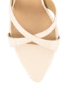 Women's patent leather point toe mule in cream white patent leather