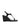 Women's black leather heeled wedge with gold metal toe ring details