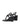 Women's black leather heeled wedge with gold metal toe ring details