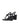 Women's black leather heeled wedge with gold metal toe ring details