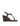 Women's chocolate brown leather heeled wedge with gold metal toe ring details