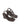 Women's chocolate brown leather heeled wedge with gold metal toe ring details