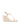 Women's cream white leather heeled wedge with gold metal toe ring details