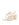 Women's cream white leather heeled wedge with gold metal toe ring details