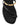 Women's black leather flat slide with gold metallic embellishment, dainty straps and toe ring