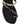 Women's black leather and brown snake flat slide with gold metallic embellishment, dainty straps and toe ring