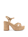 Women's natural raffia platform strappy sandal