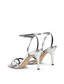 Women's gold mirror metallic strappy stiletto heels with buckle embellishment