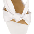 Women's bridal shoes white satin stiletto mules with square toe and knot detailing