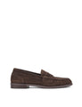 Women's chocolate brown suede flat loafer