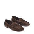 Women's chocolate brown suede flat loafer