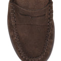 Women's chocolate brown suede flat loafer
