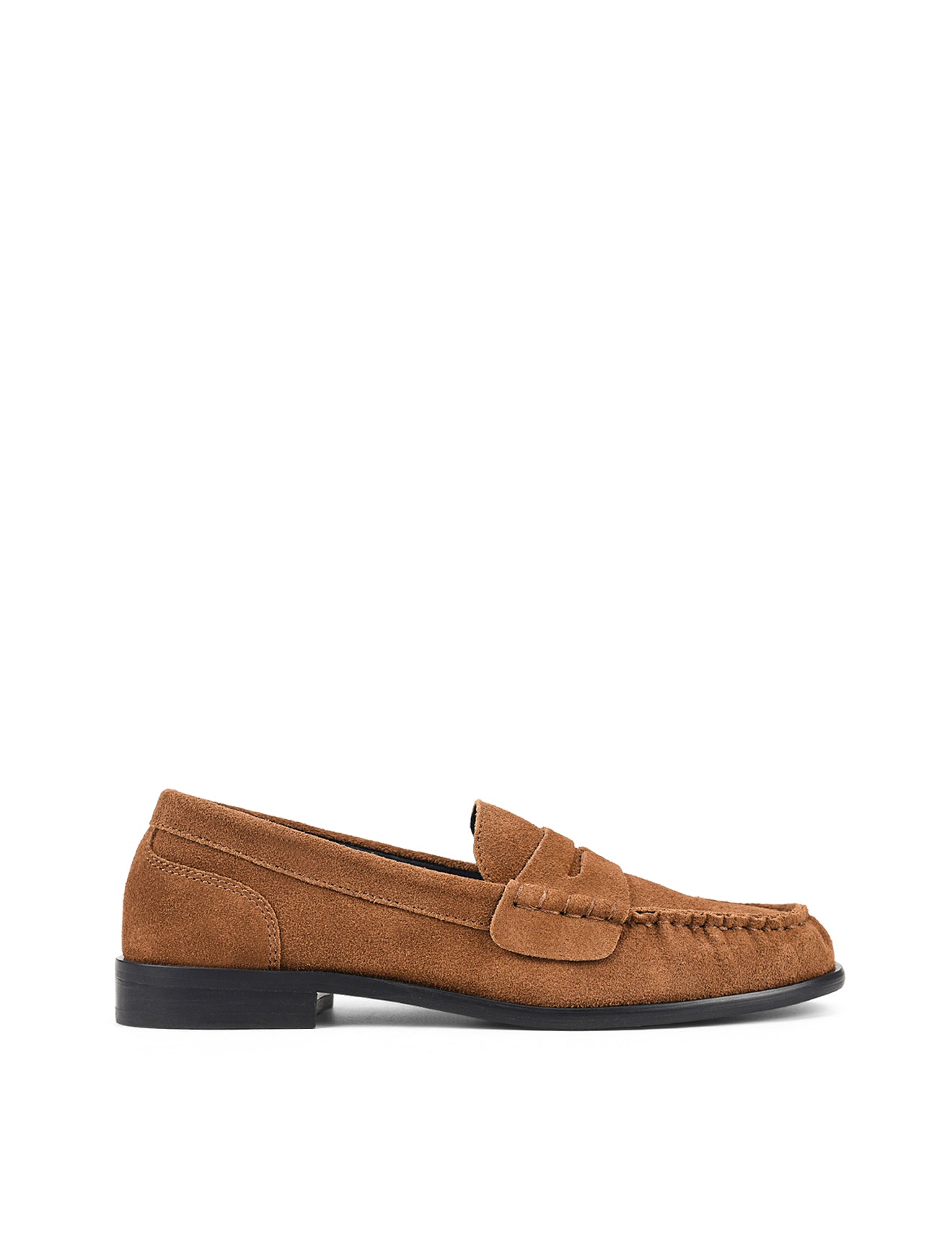 Women's tobacco brown suede leather loaders 