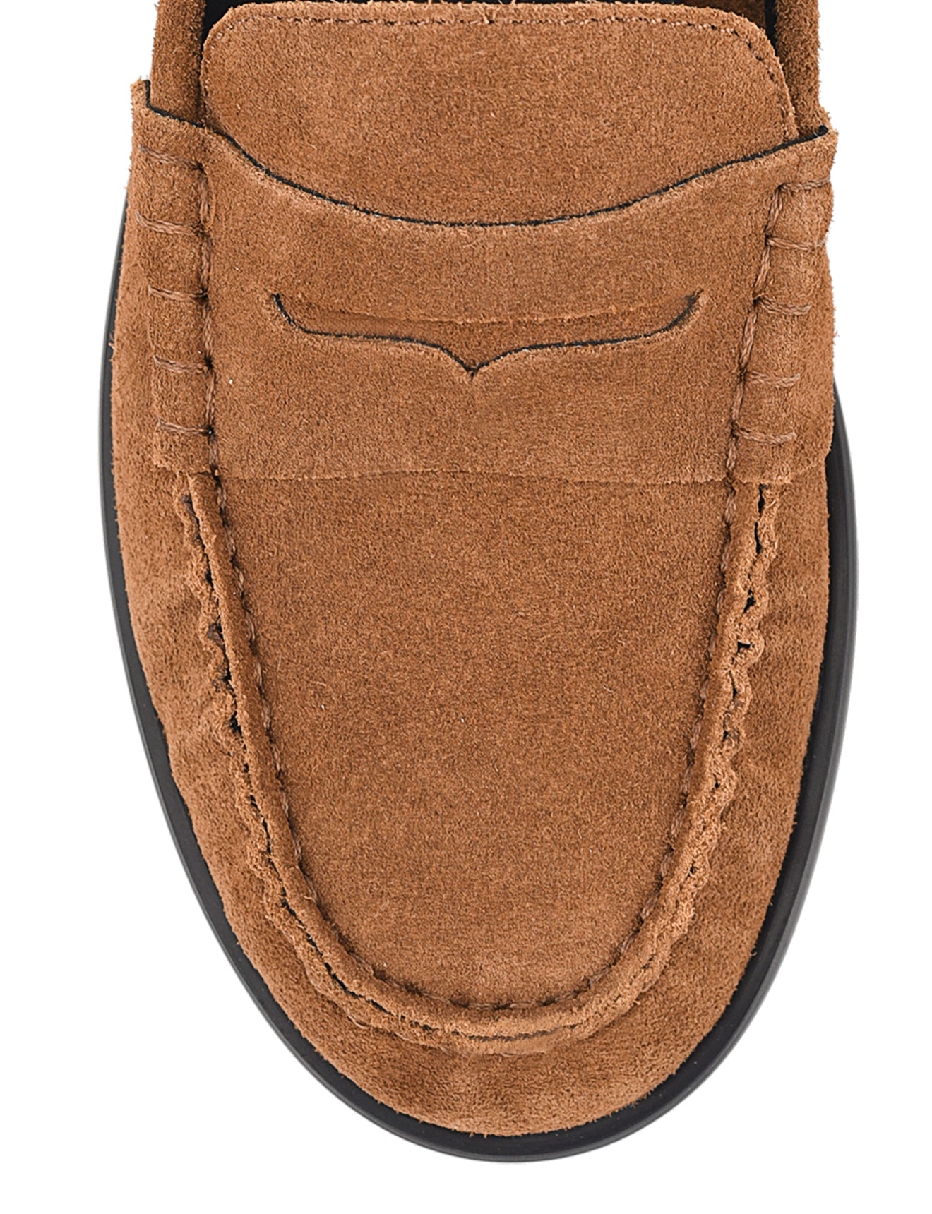 Women's tobacco brown suede leather loaders 