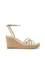 Women's gold metallic leather espadrille style roped wedge 