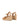 Women's brown suede espadrille style wedge with rope detailing and buckle fastening