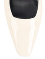 Women's white patent leather block heel slingbacks