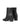 Women's black leather ankle boot with stacked leather block heel, pointed toe and zipper closure