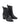Women's black leather chelsea booth with stacked block heel, pointed toe and elastic gusset