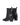 Women's black leather chelsea booth with stacked block heel, pointed toe and elastic gusset