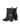 Women's black leather chelsea booth with stacked block heel, pointed toe and elastic gusset