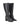 Women's black leather knee high boot with stacked leather block high heel and pointed toe. 
