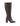 Women's leather knee high boots with stacked leather block high heel and pointed toe and inner zipper.